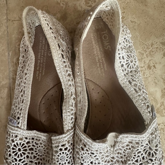 Womens TOMS Alpargata Crochet Slip-On Casual Shoe - Cream Size 9.5 - Picture 7 of 10